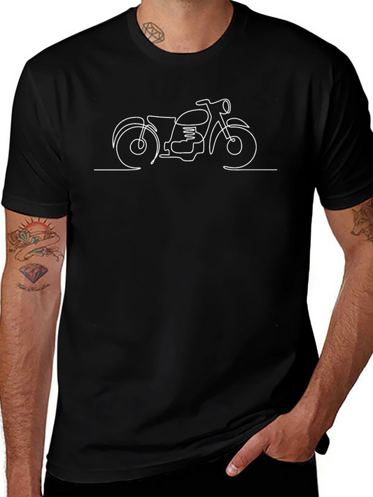 Motorcycle Graphic Tee - Black Cotton T-Shirt