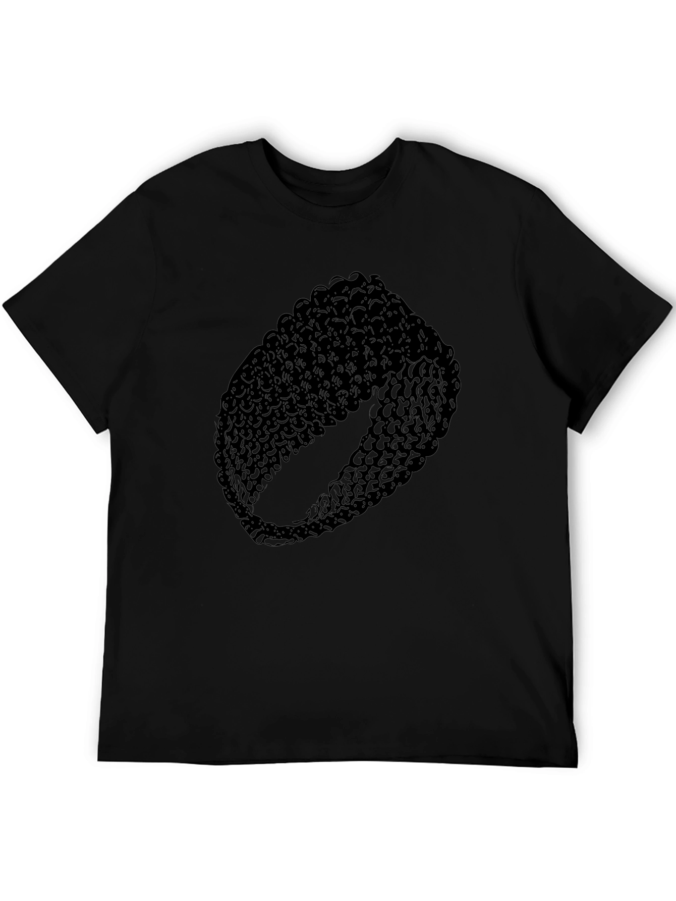 Mens Black T-Shirt with Abstract Ring Design