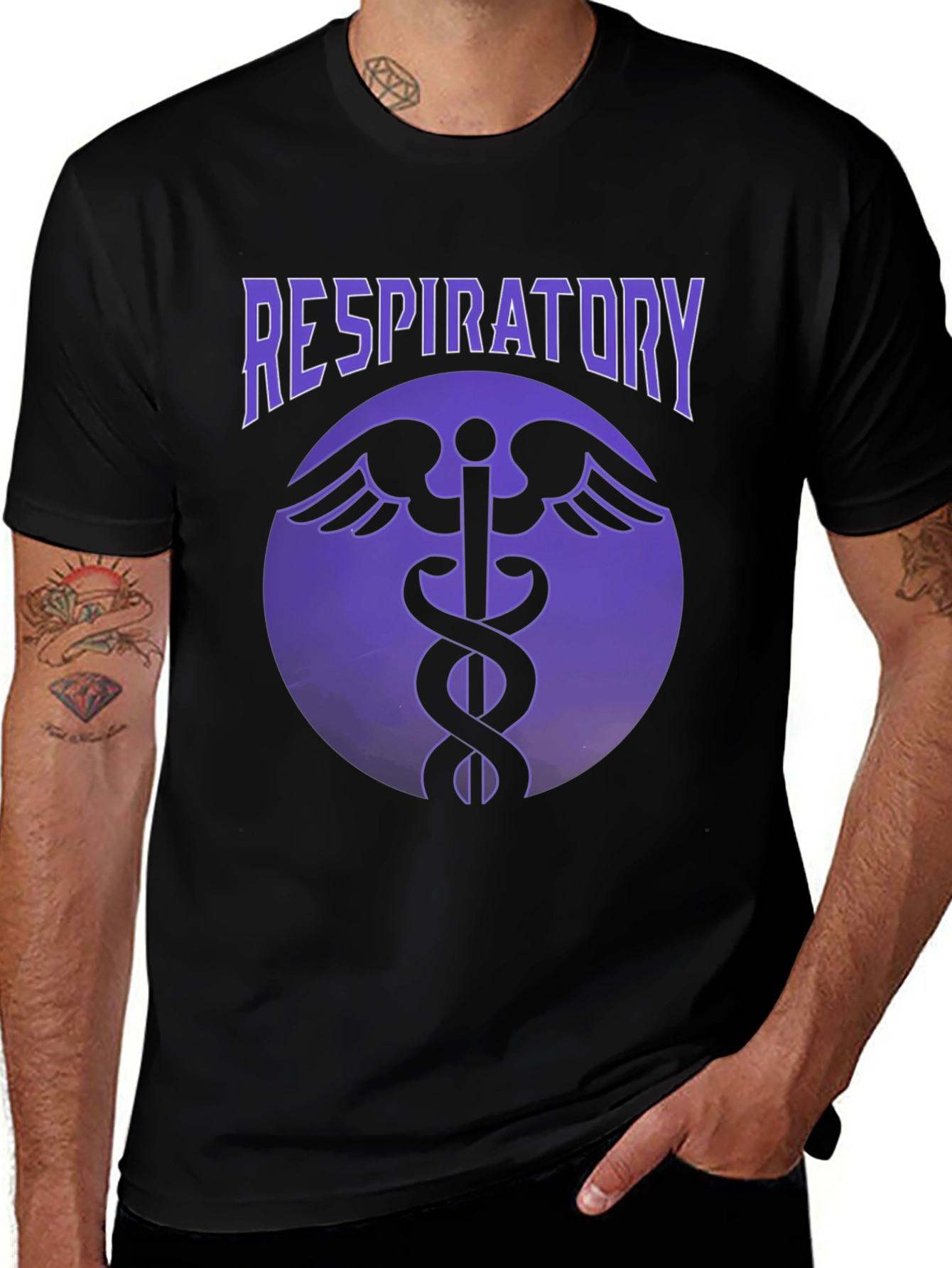 Respiratory Therapist Caduceus T-Shirt - Black