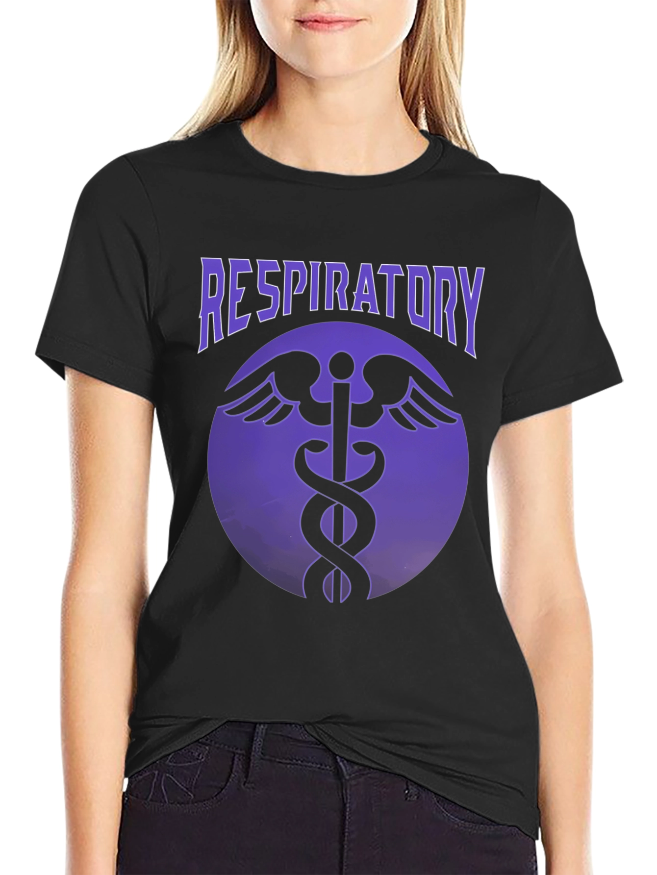 Respiratory Therapist Caduceus T-Shirt - Black