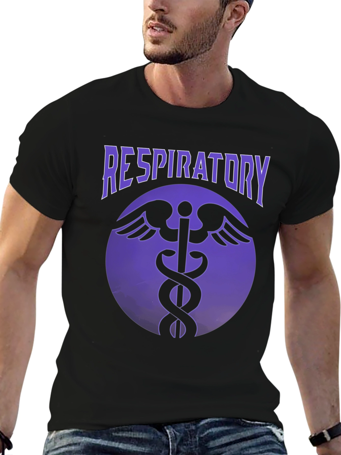 Respiratory Therapist Caduceus T-Shirt - Black