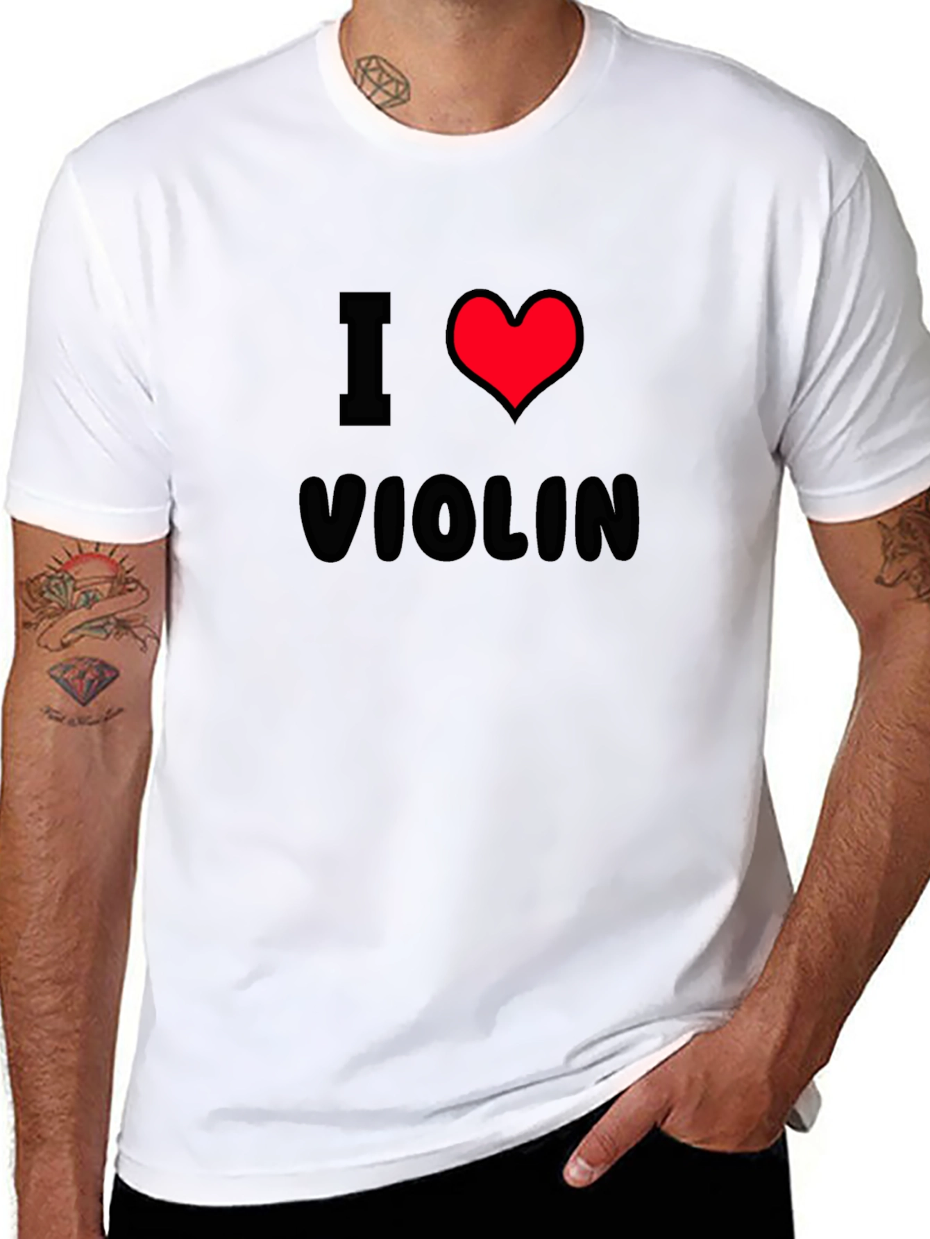 I Heart Violin Black T-Shirt Music Lover Tee