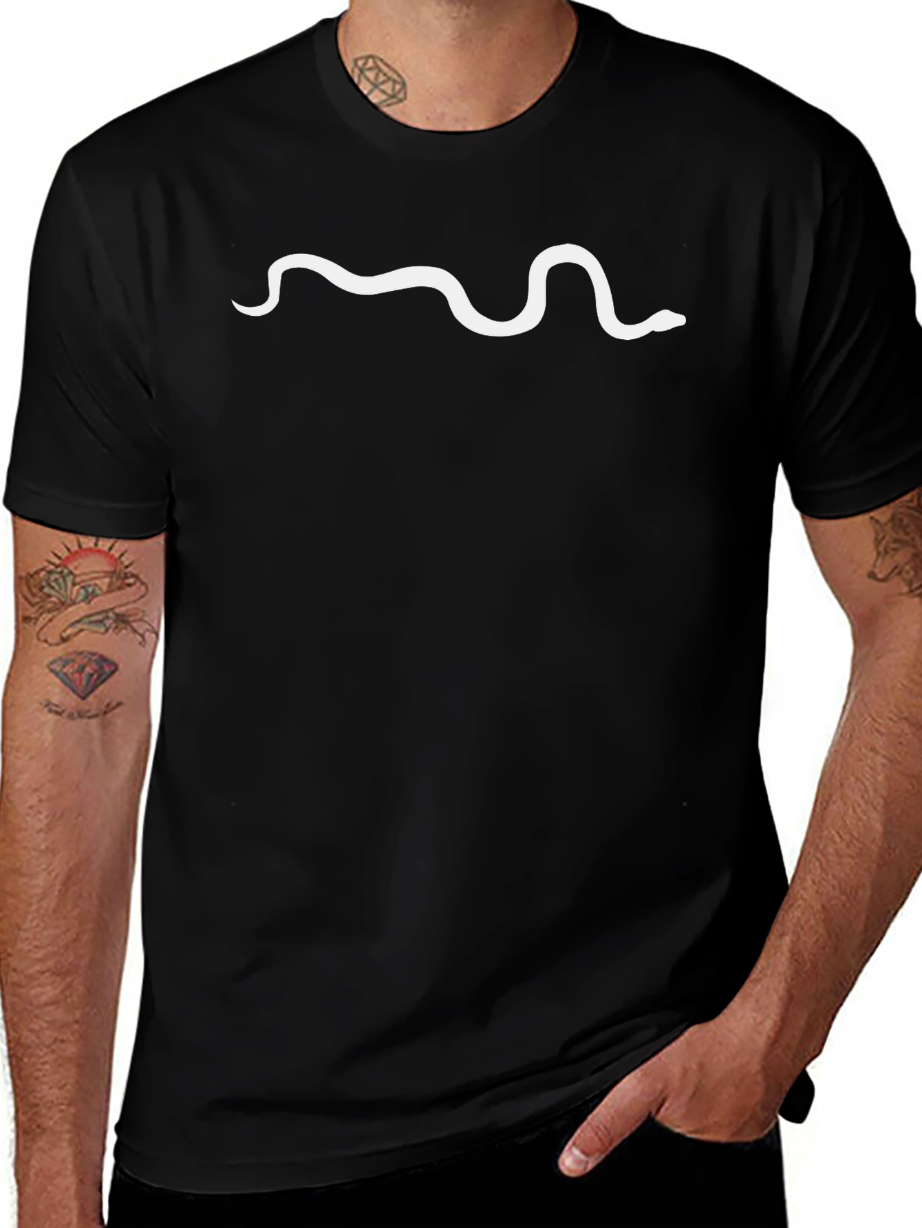Minimalist Snake Line Art Tee - Black