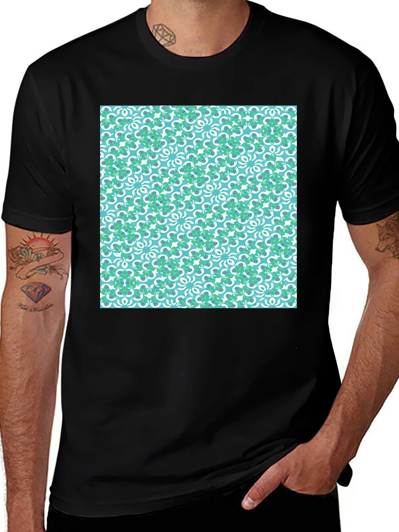 Lucky Clover Pattern Crew Neck T-Shirt