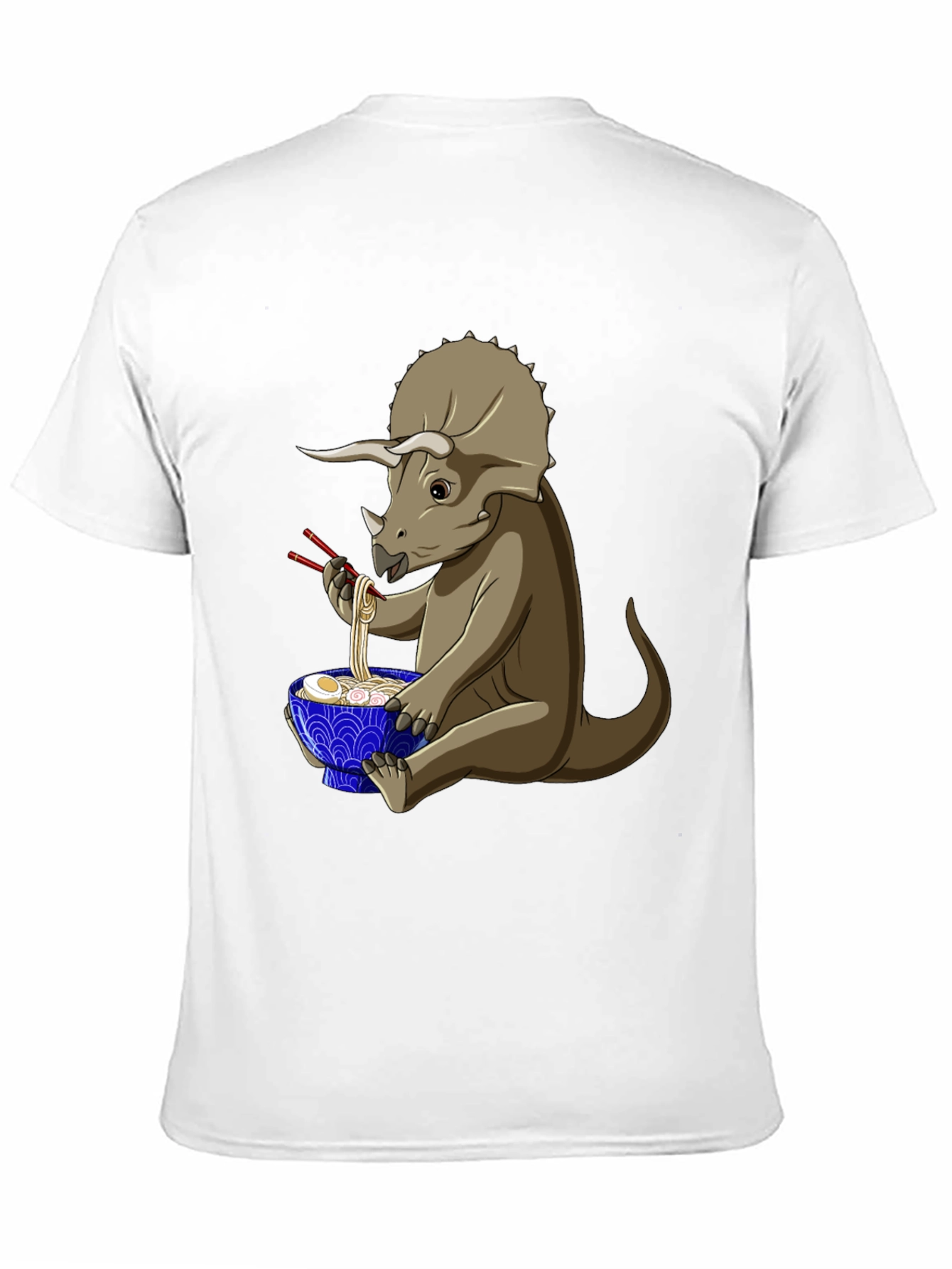 Dino Ramen T-Shirt - Triceratops Eating Noodles