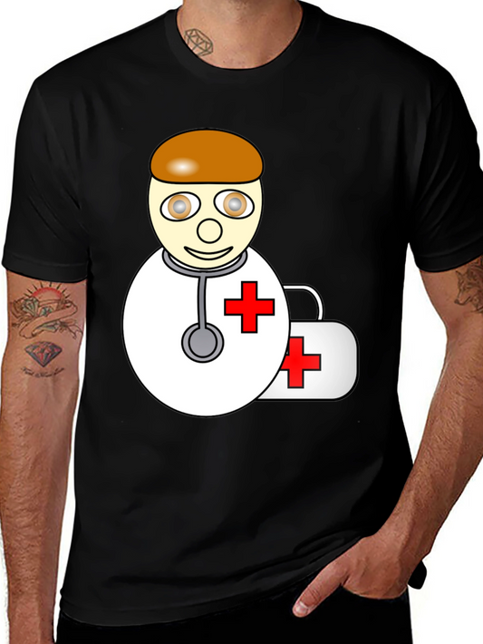 Cartoon Doctor T-Shirt - Black Graphic Tee