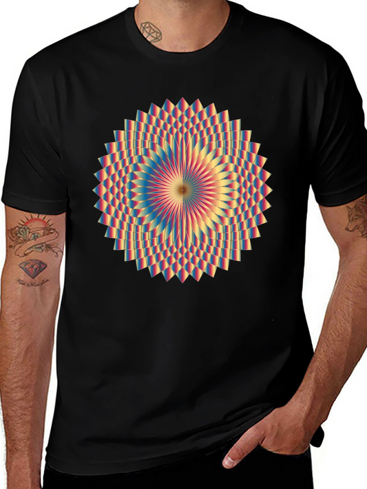 Geometric Mandala Graphic Tee - Black