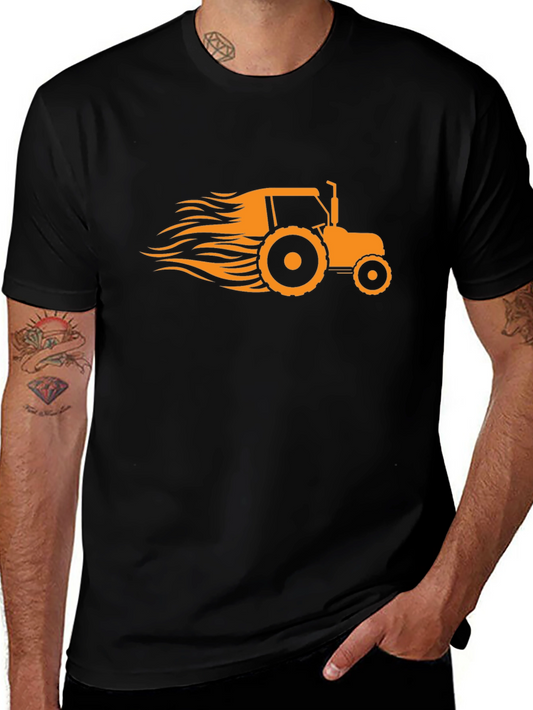Mens Black Tractor Graphic T-Shirt