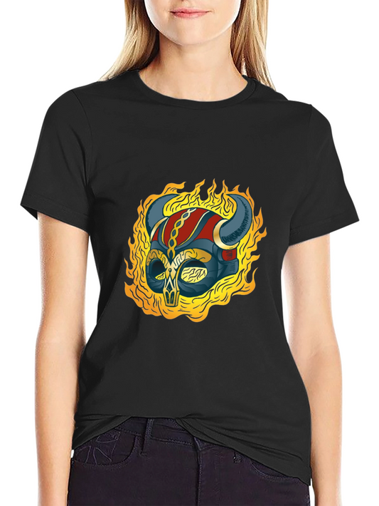 Flaming Viking Helmet Graphic Tee