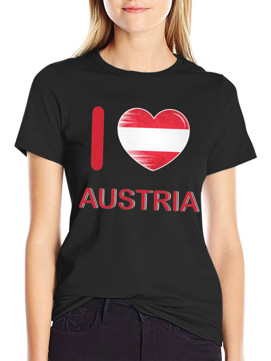 I Love Austria Graphic T-Shirt - Austrian Flag Heart Tee