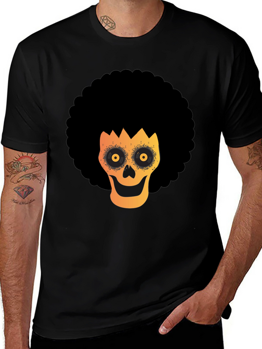 Afro Skull Graphic Tee - Spooky Fun!