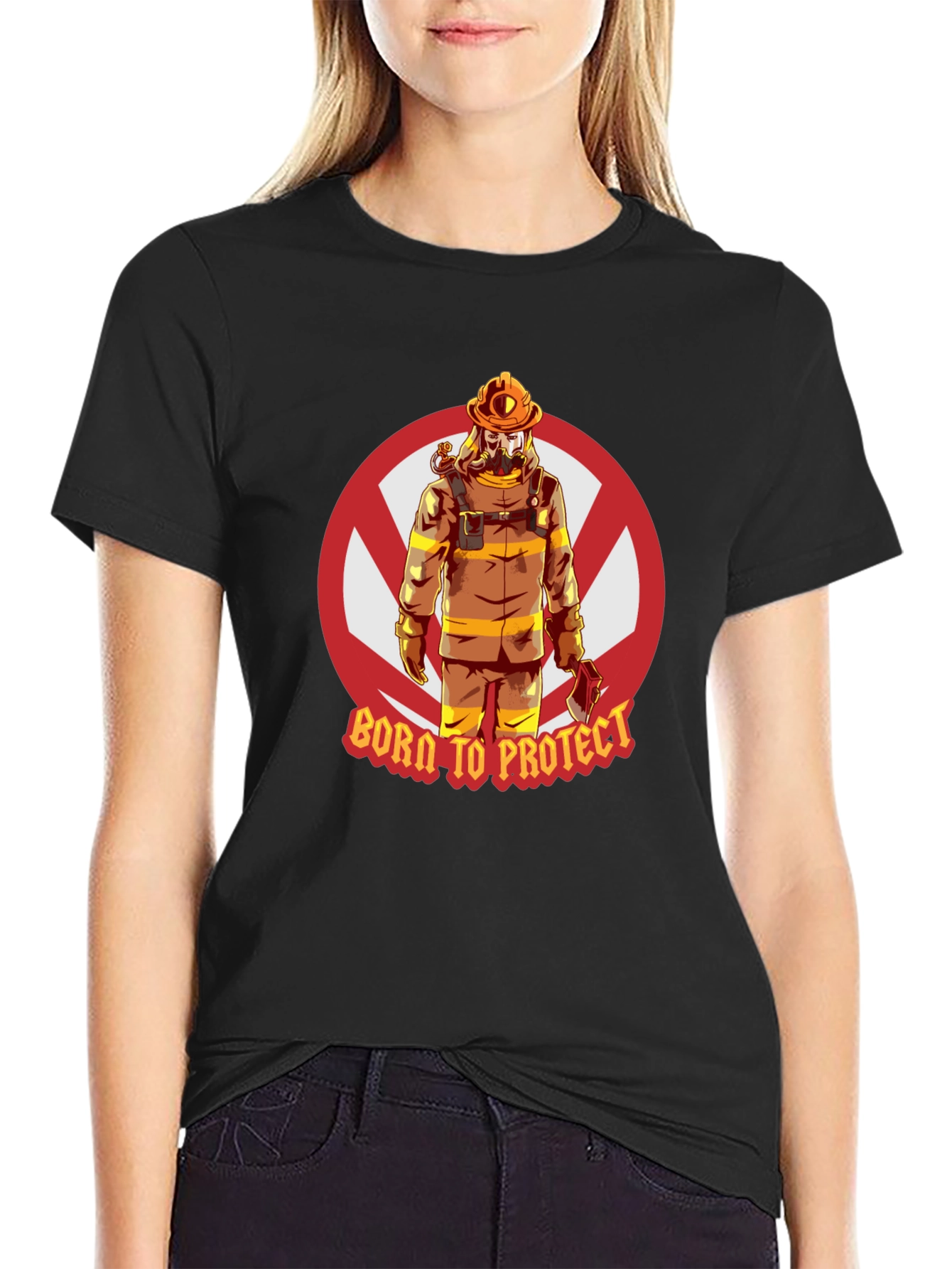 Born to Protect Firefighter Graphic T-Shirt