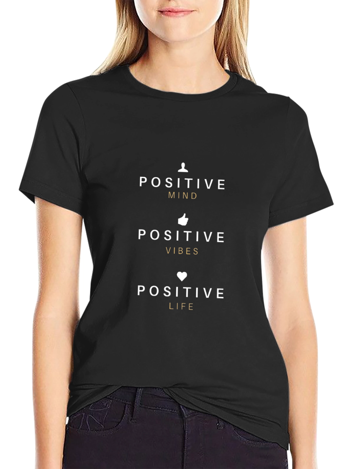 Positive Mind Vibes Life Black T-Shirt