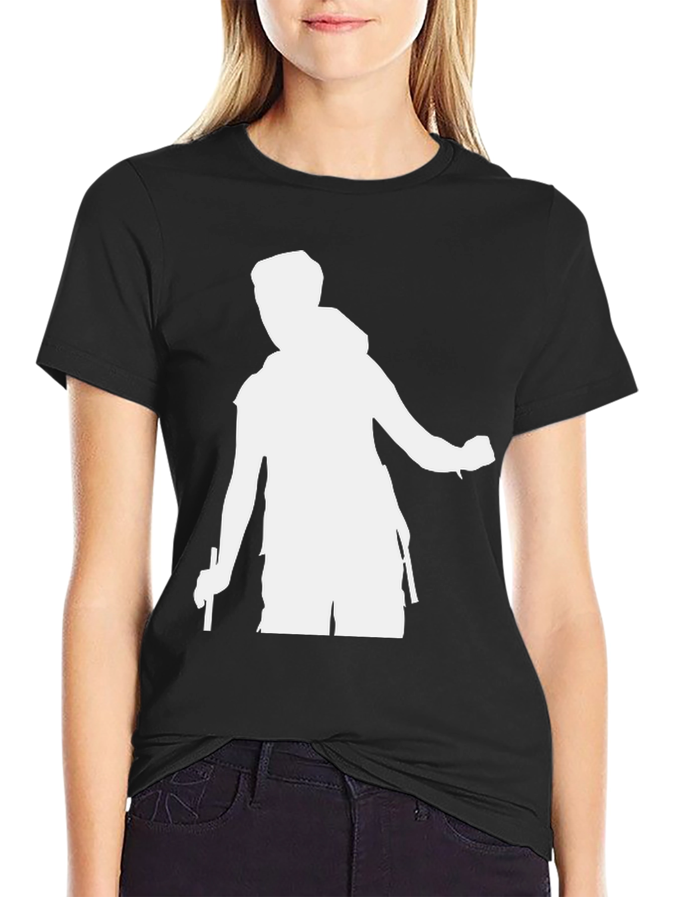 Mens Black T-Shirt - Hiking Silhouette