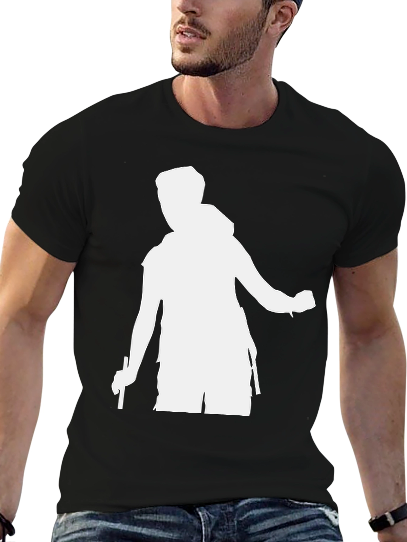 Mens Black T-Shirt - Hiking Silhouette