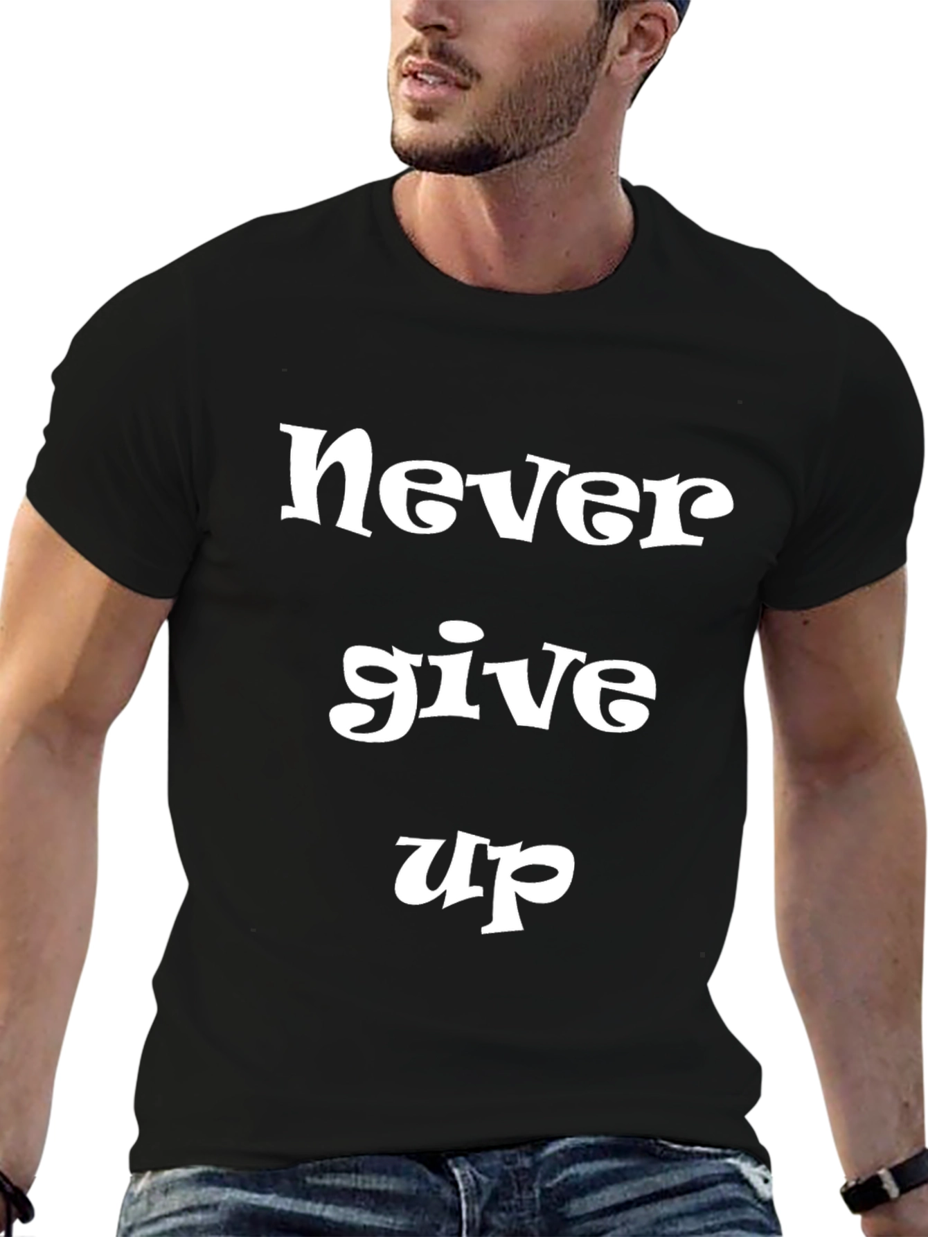 Never Give Up Black T-Shirt