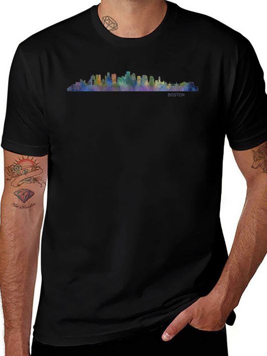 Boston Skyline Graphic Tee - Black