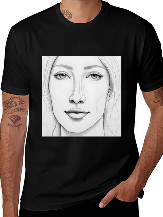 Sketch Portrait Black T-Shirt