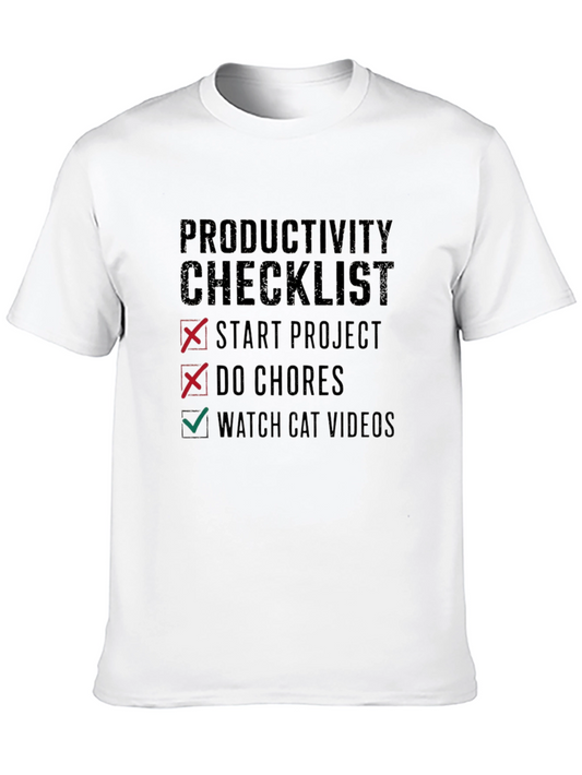 Productivity Checklist Graphic Tee - Watch Cat Videos!