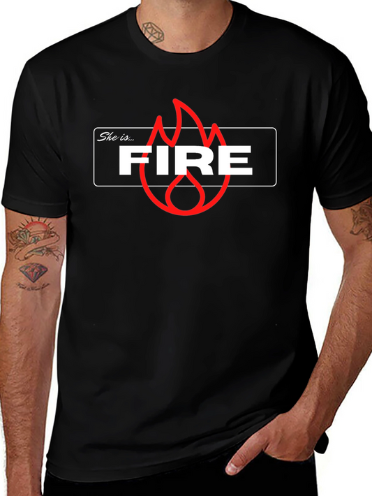 She is Fire Graphic T-Shirt - Trendy Casual Tee