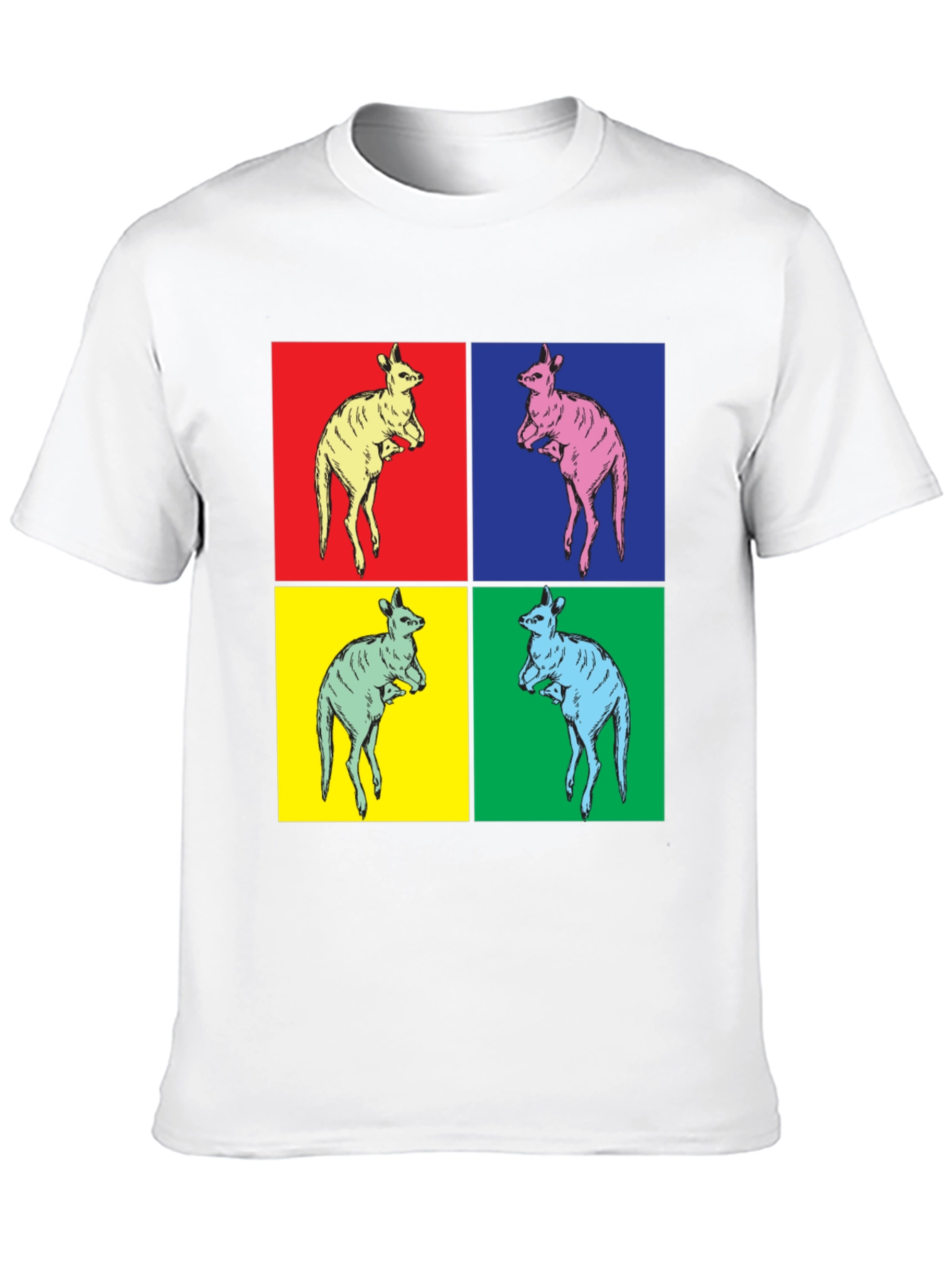 Kangaroo Pop Art Black T-Shirt