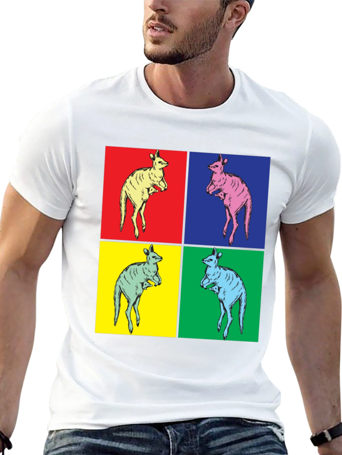 Kangaroo Pop Art Black T-Shirt