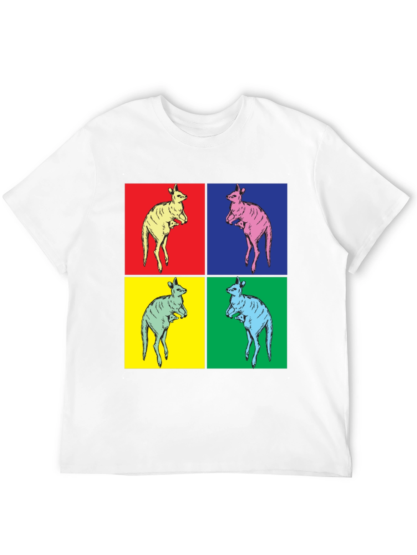 Kangaroo Pop Art Black T-Shirt
