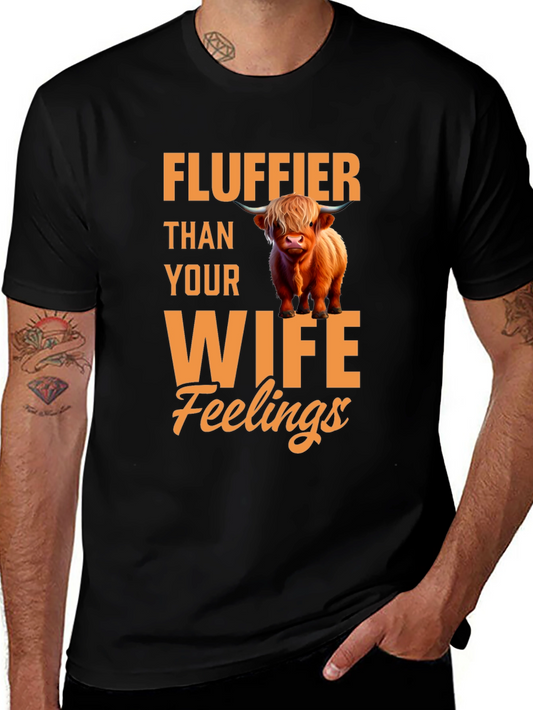 Fluffier Than Your Wife Highland Cow T-Shirt
