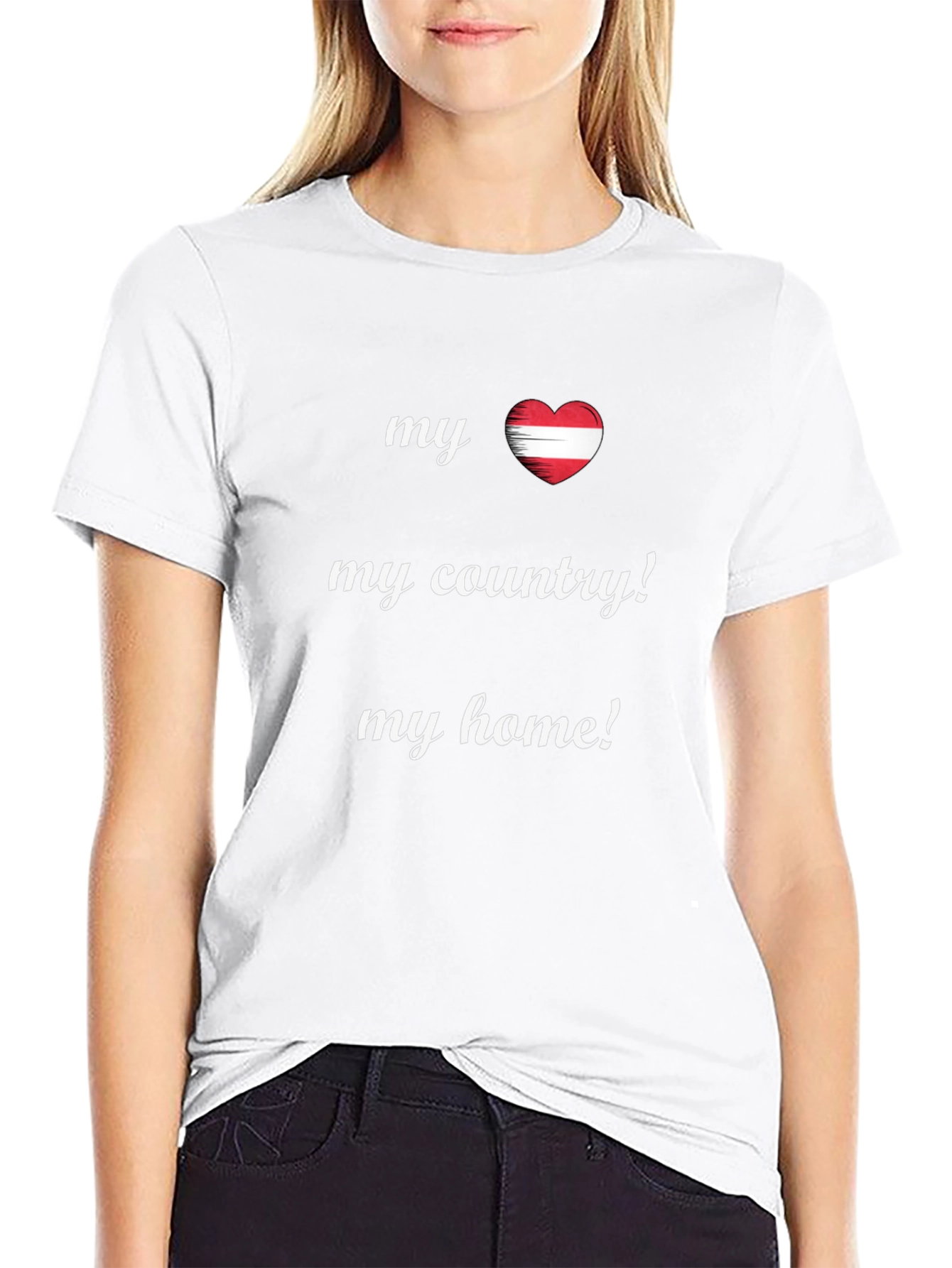 Austria Heart Flag T-Shirt My Country My Home