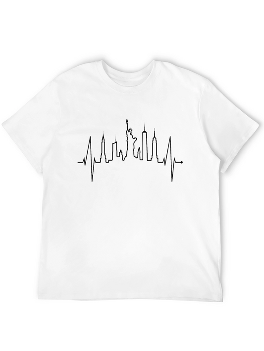 NYC Skyline Heartbeat T-Shirt - Black