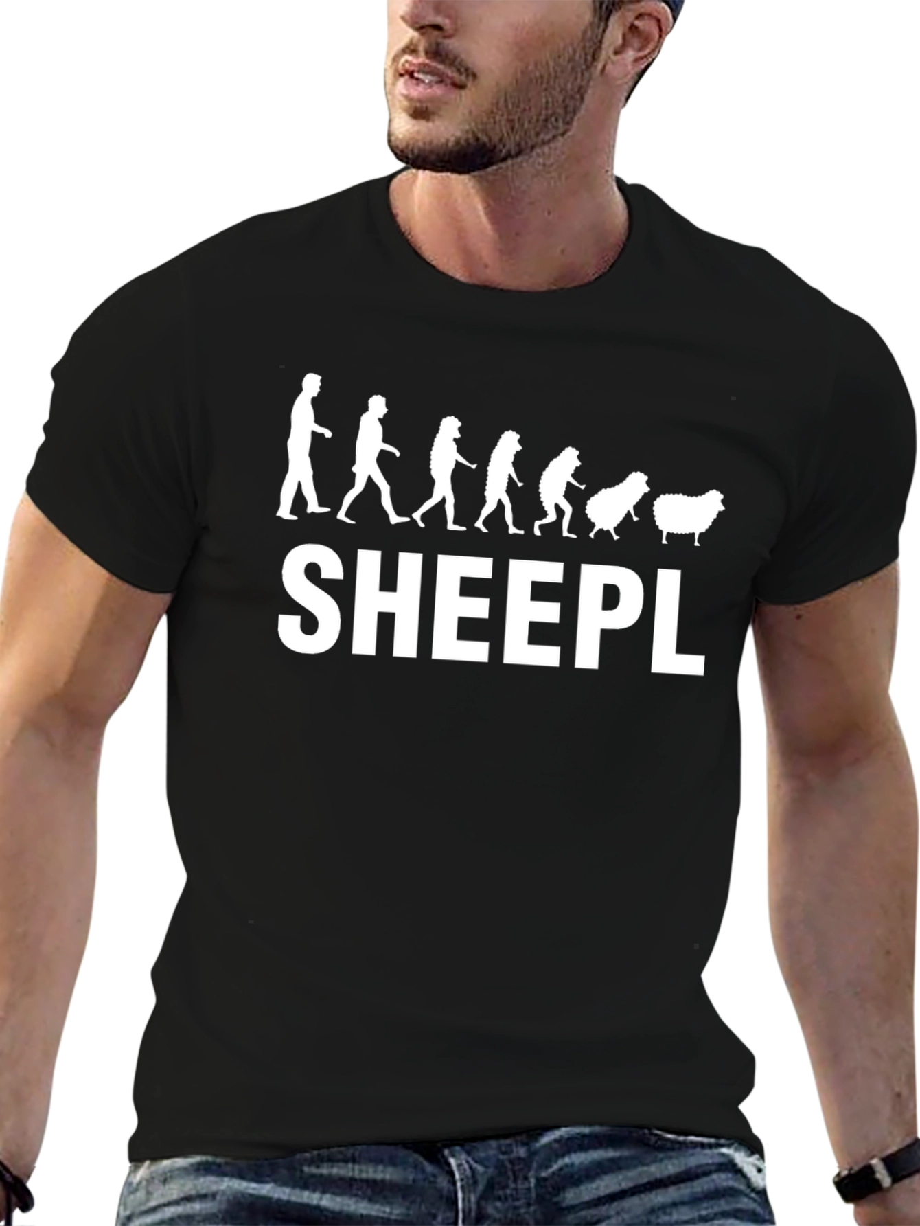 SHEEPL Evolution Black Graphic T-Shirt