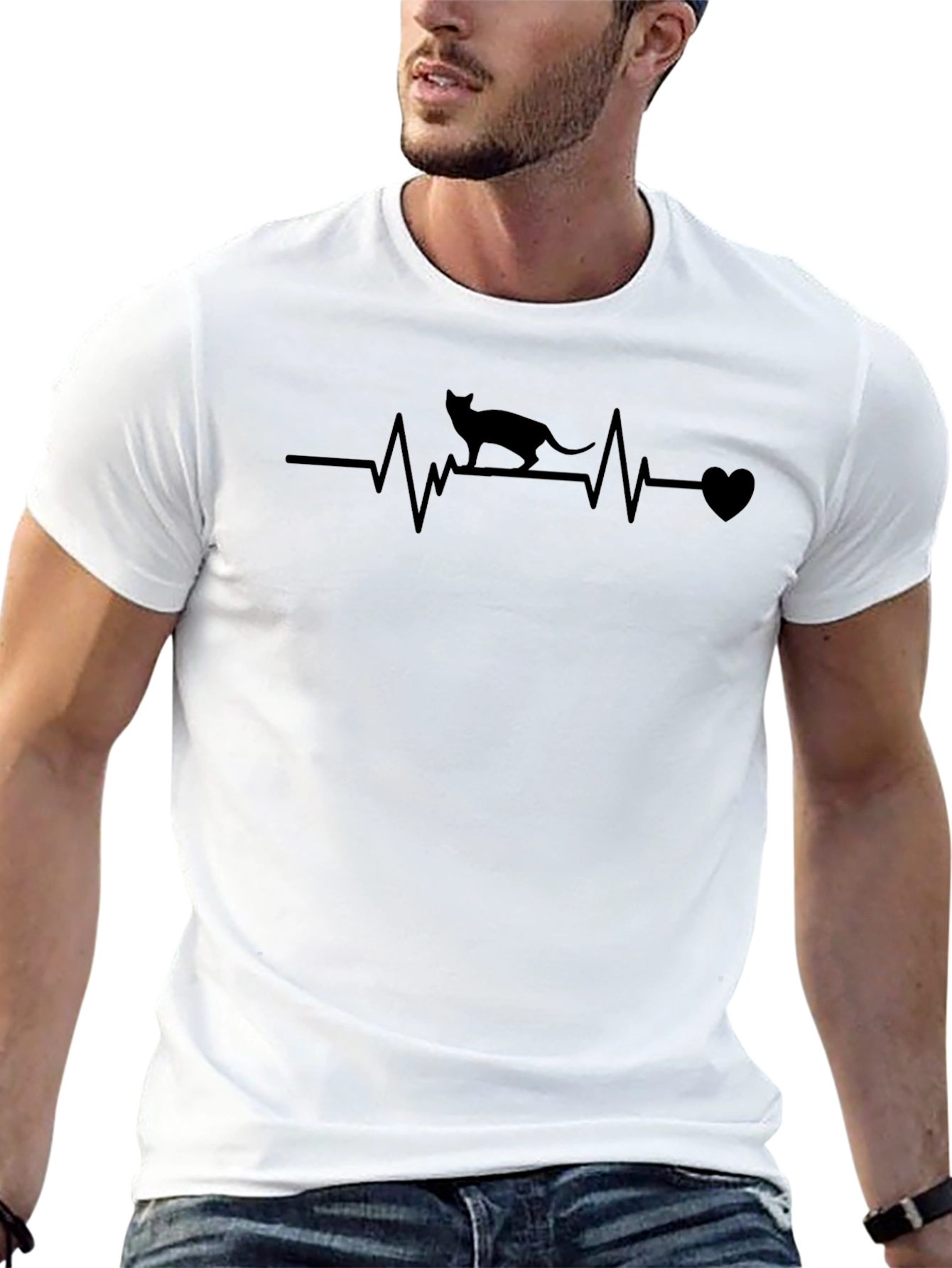 Cat Heartbeat T-Shirt - Soft Cotton Tee