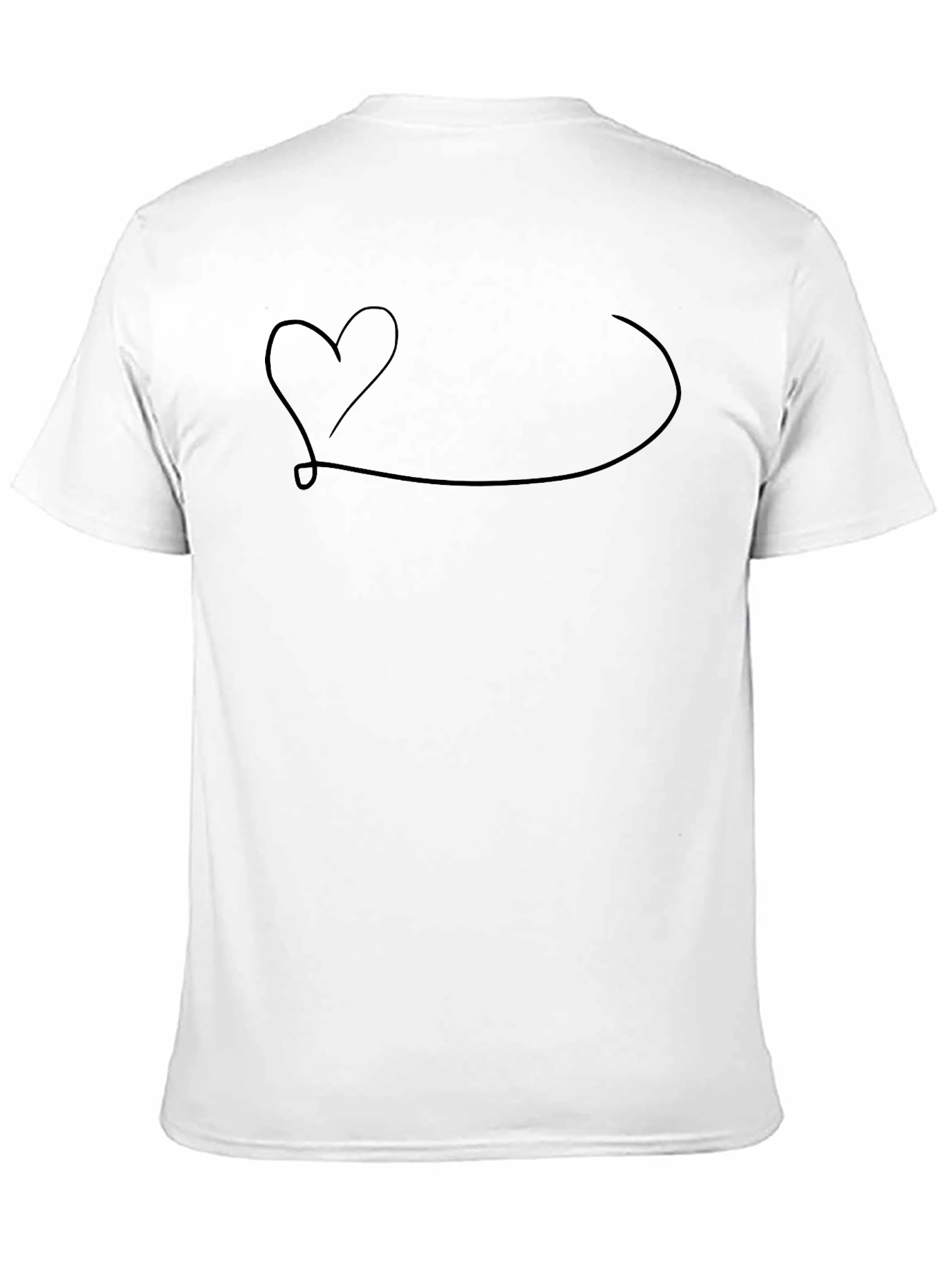Heartbeat Line Art Graphic Tee - Casual Black T-Shirt