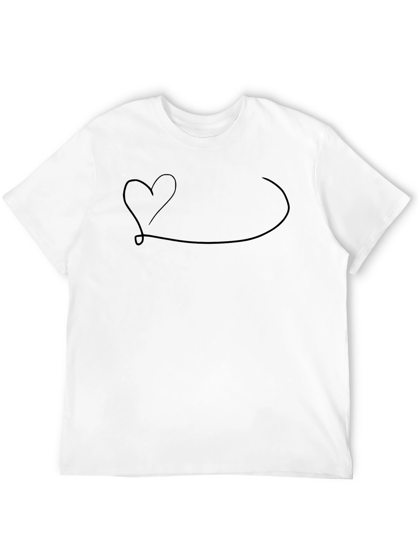 Heartbeat Line Art Graphic Tee - Casual Black T-Shirt