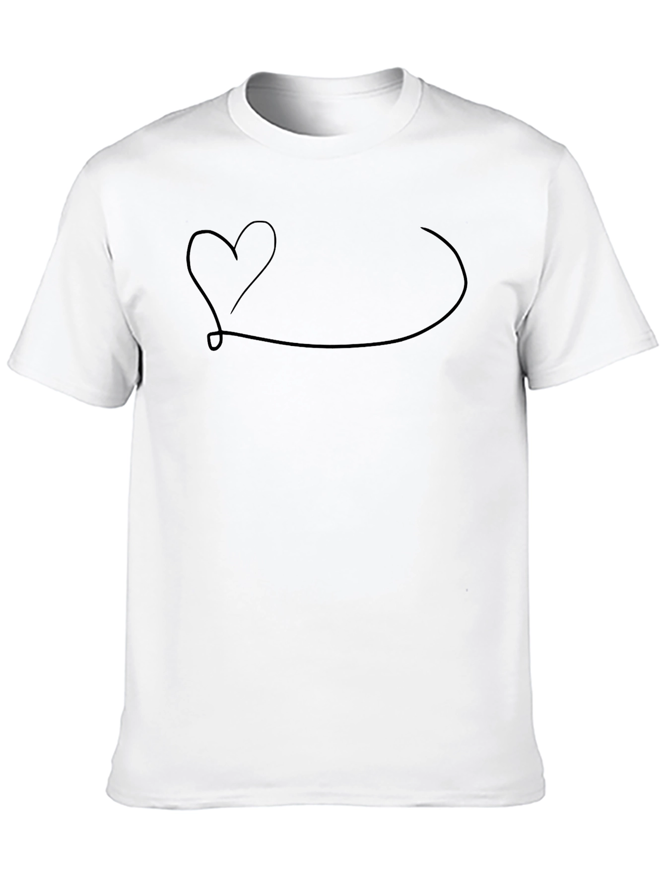 Heartbeat Line Art Graphic Tee - Casual Black T-Shirt
