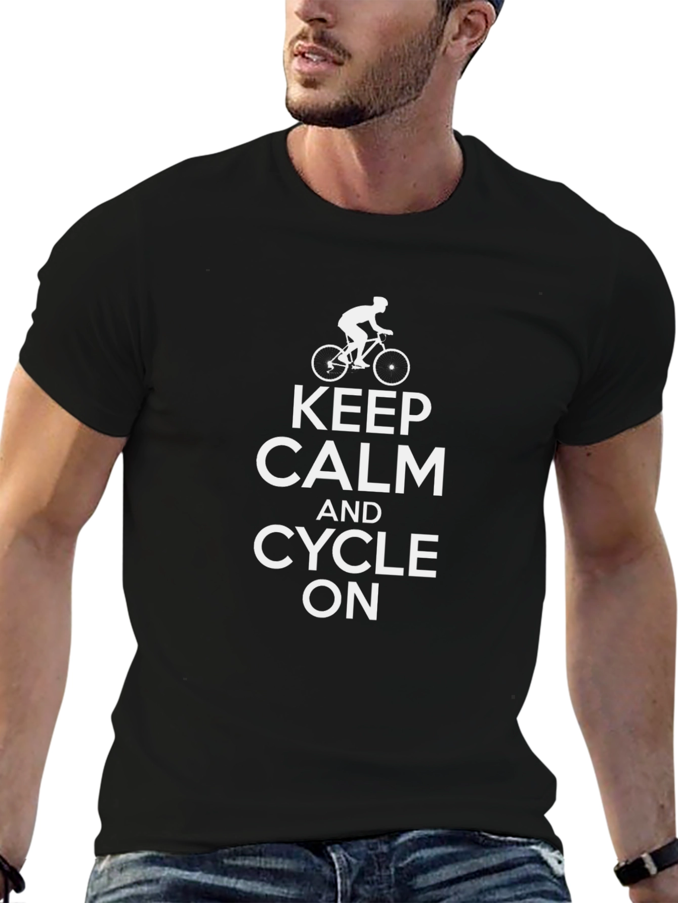 Keep Calm and Cycle On T-Shirt - Black