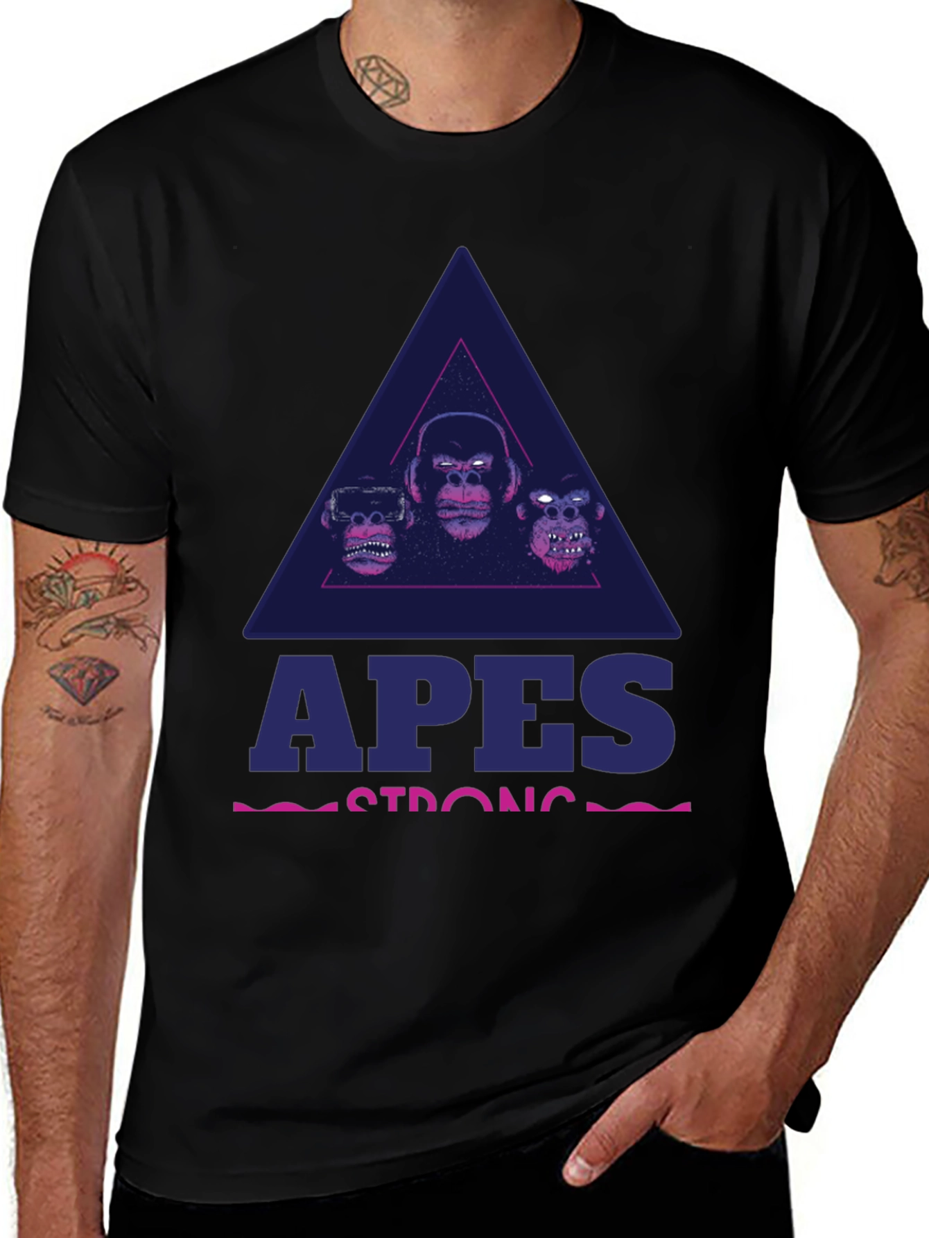 Apes Strong Black Graphic T-Shirt