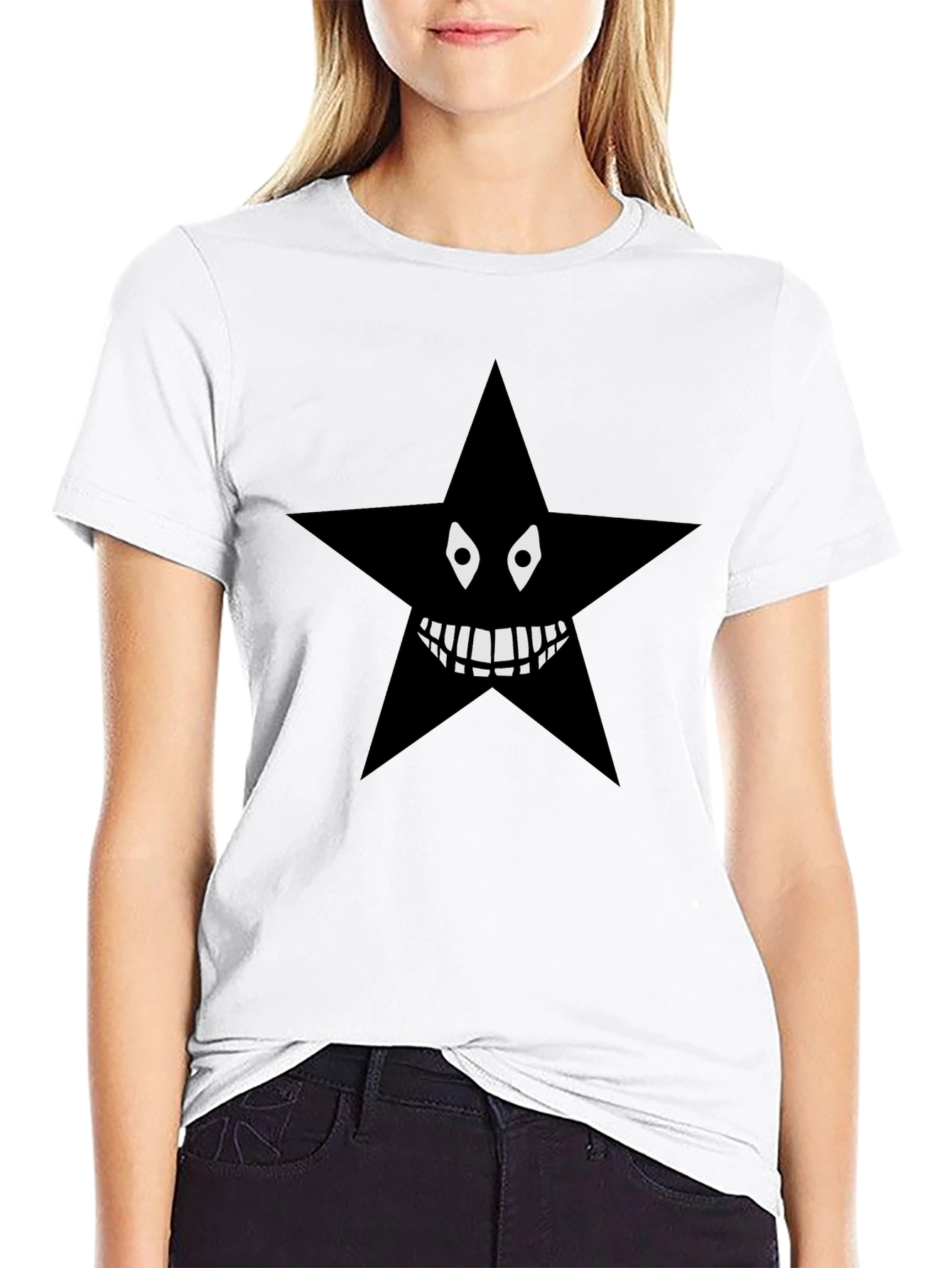 Mens Black Star Graphic Tee - Spooky Style