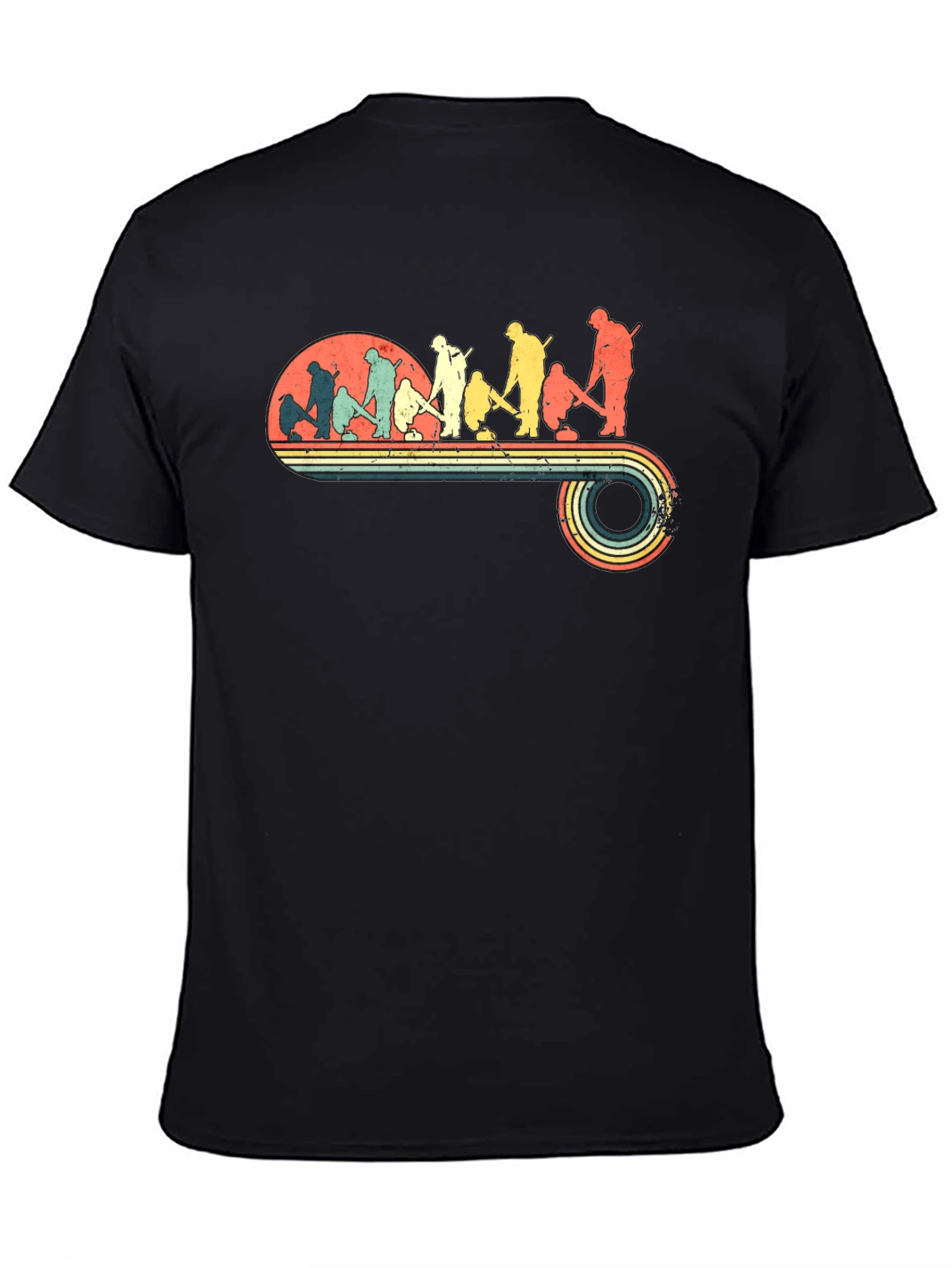 Retro Curling Evolution Graphic T-Shirt