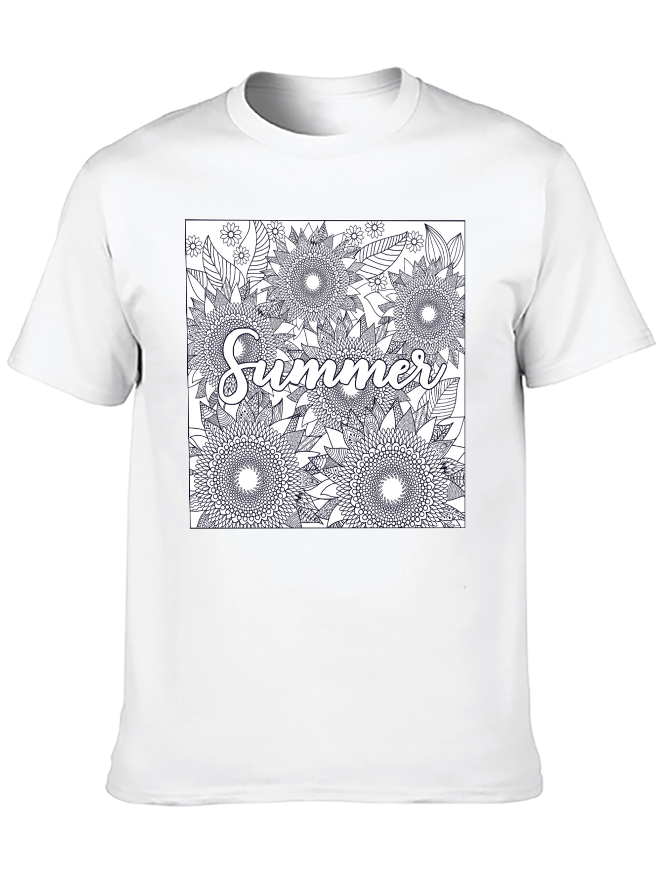 Summer Floral Graphic Tee - Black Cotton T-Shirt