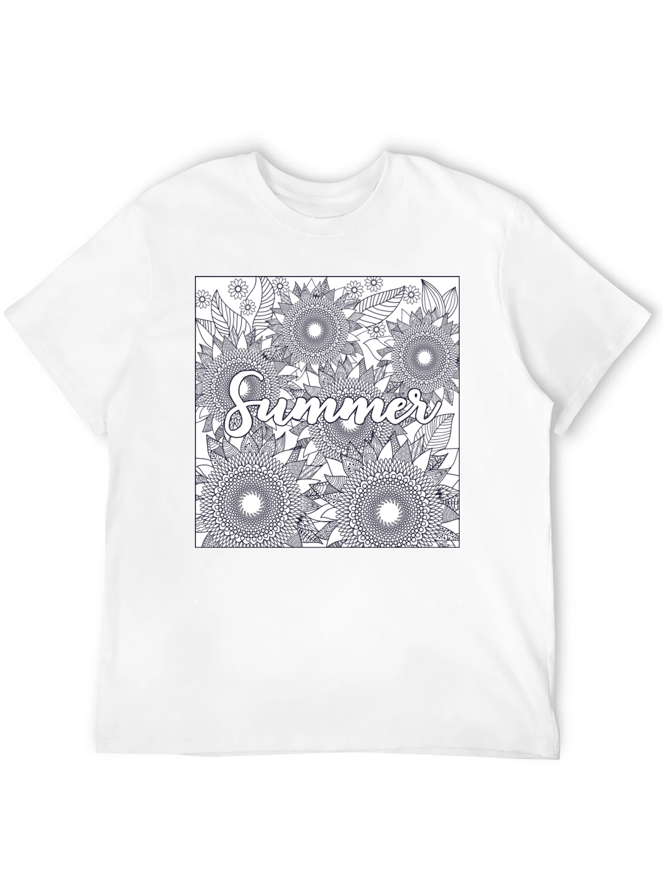Summer Floral Graphic Tee - Black Cotton T-Shirt