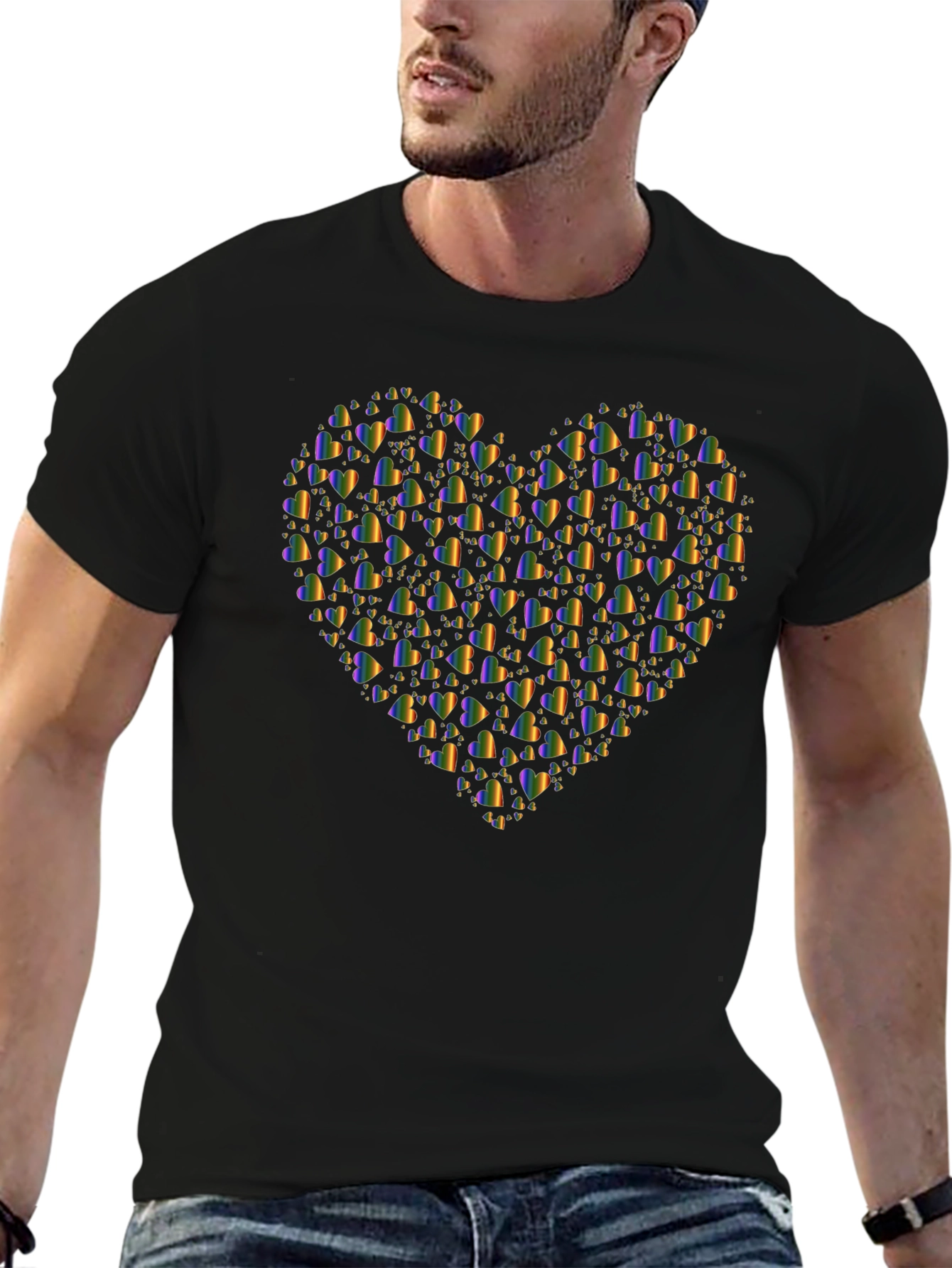 LGBT Pride Heart Graphic Tee - Black