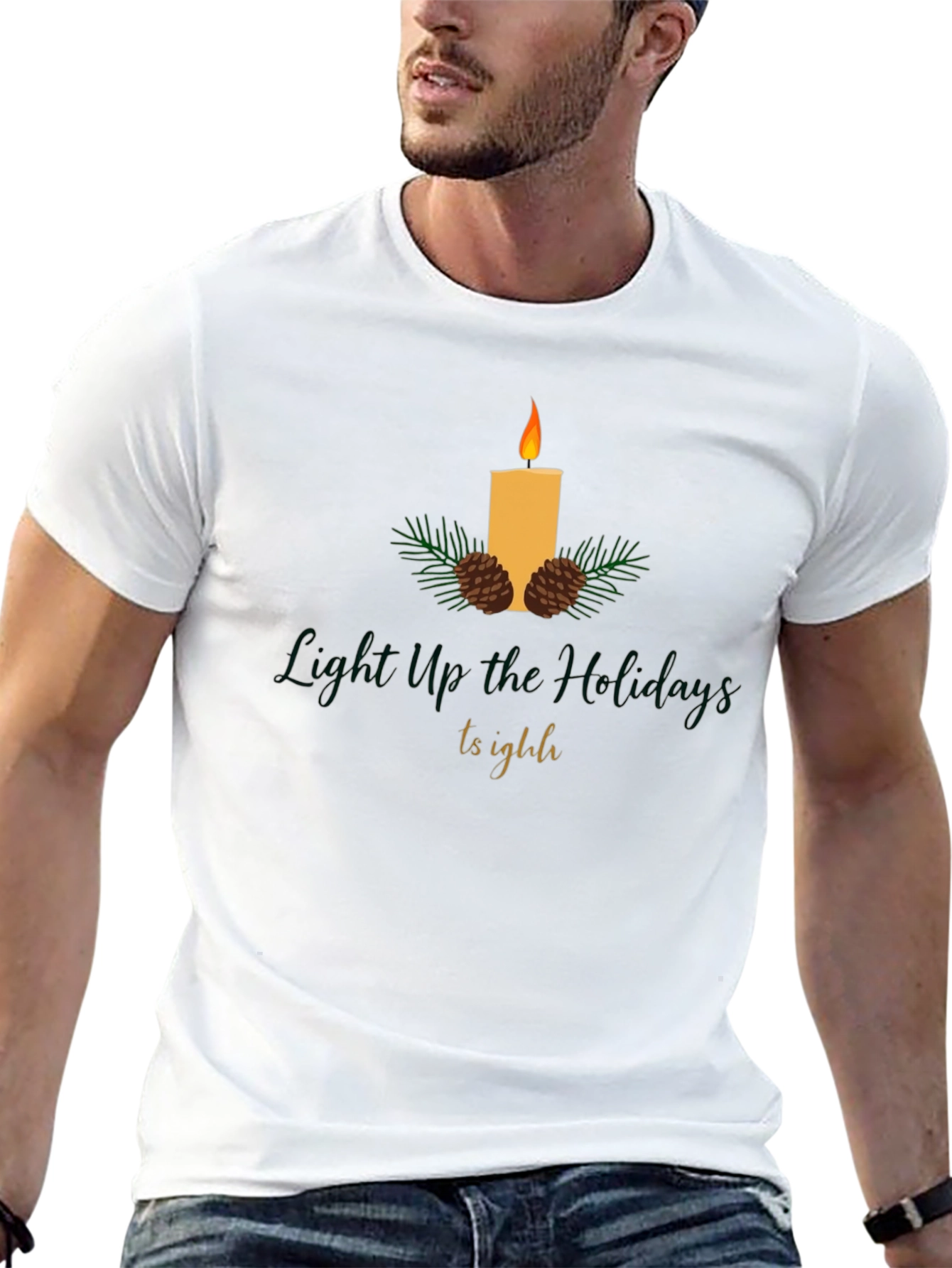 Festive Holiday Candle T-Shirt - Light Up The Holidays