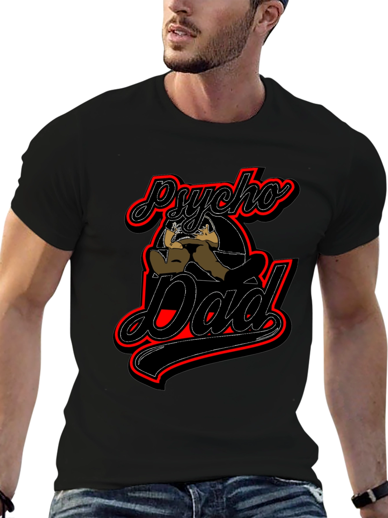 Psycho Dad Graphic T-Shirt - Novelty Fathers Day Tee