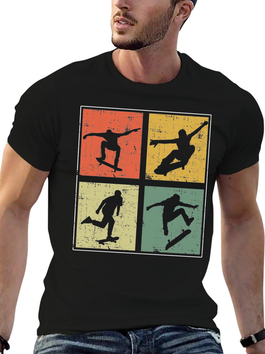 Retro Skateboarder Silhouette Graphic T-Shirt