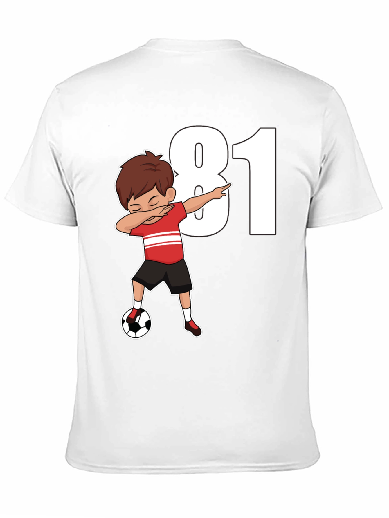 Dabbing Soccer Boy Number 81 Black T-Shirt