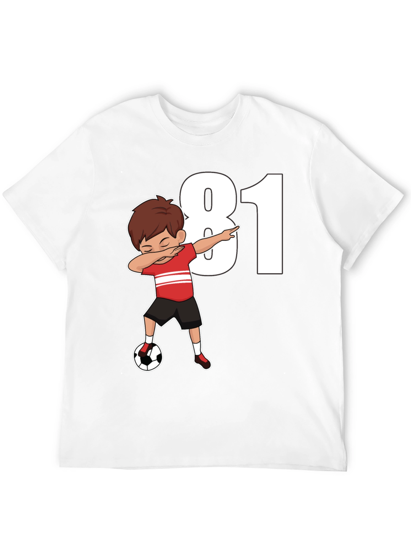 Dabbing Soccer Boy Number 81 Black T-Shirt
