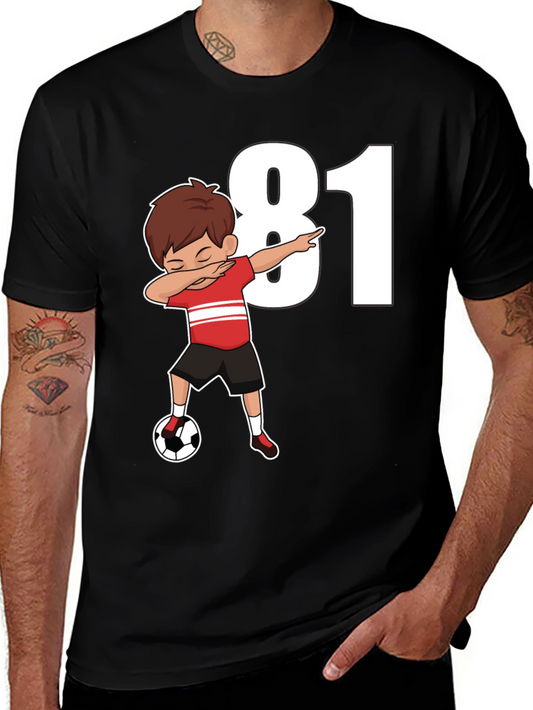Dabbing Soccer Boy Number 81 Black T-Shirt
