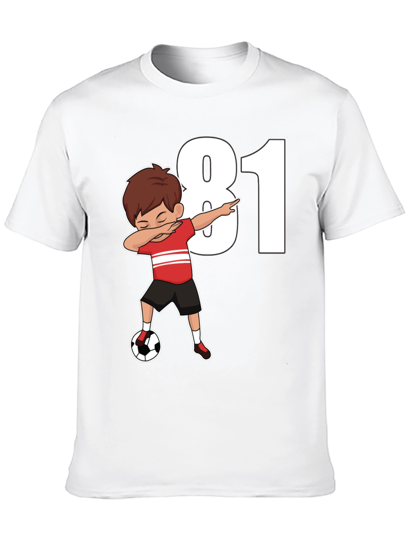 Dabbing Soccer Boy Number 81 Black T-Shirt