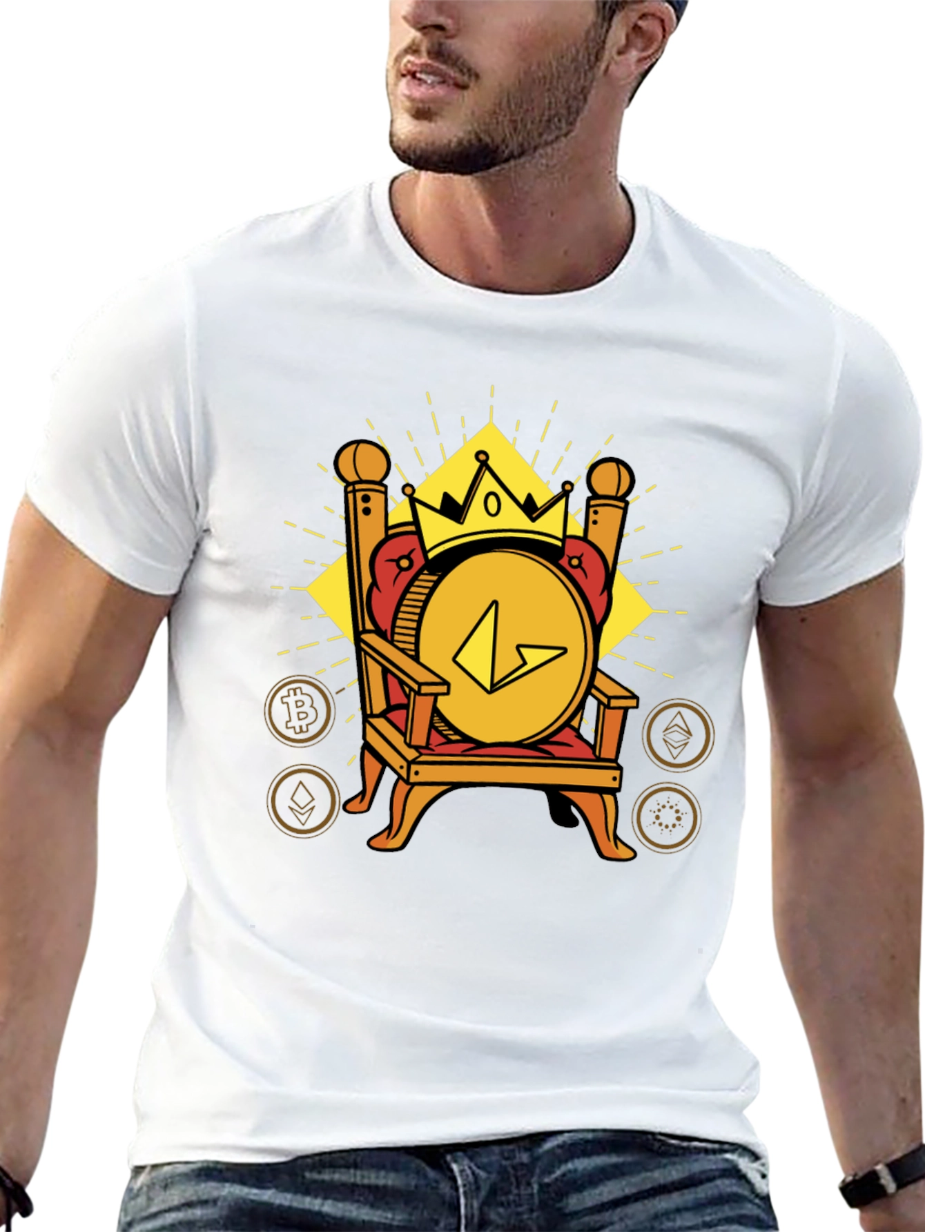 Crypto King Black T-Shirt - Bitcoin Ethereum Design